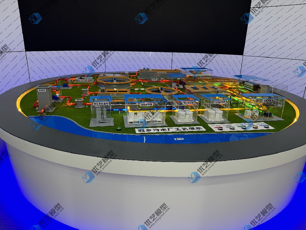 污水處理廠(chǎng)結(jié)構(gòu)、工藝流程仿真模型，污水處理廠(chǎng)沙盤(pán)模型，污水處理廠(chǎng)模型